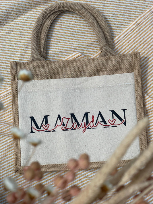 Sac cabas personnalisé en toile de jute– Grand ou petit format
