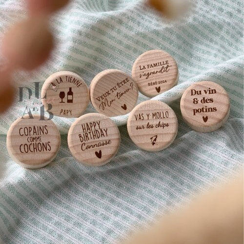 Bouchon de bouteille personnalisé – Bois européen & liège portugais